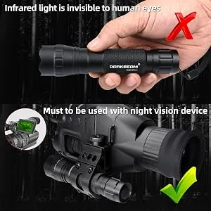 DARKBEAM Infrared 850nm Light for Night Vision Scope, LED Long Range & Mini IR Flashlight Must Work with Infrared Gear, Rechargeable Portable Zoom Tactical Illuminator for Hunting, Observation, Search - 501BD 501BX