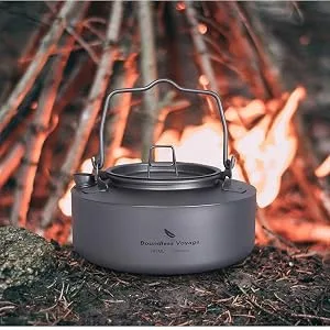 Boundless Voyage 700ml Titanium Kettle with Folding Handle Ultralight Portable Teapot for Outdoor Camping Coffee Maker Grey-Ti3100D - product information 2