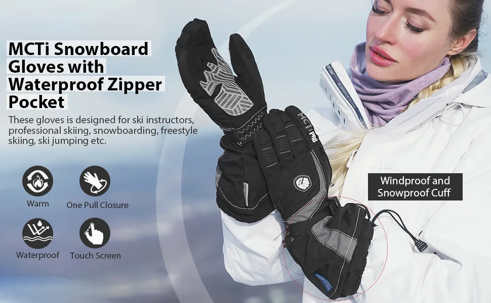 MCTi Ski Gloves Winter Waterproof Touch Screen Thinsulate Nylon Gloves for Women Purple Medium - SP-HCMCTID2-A+2