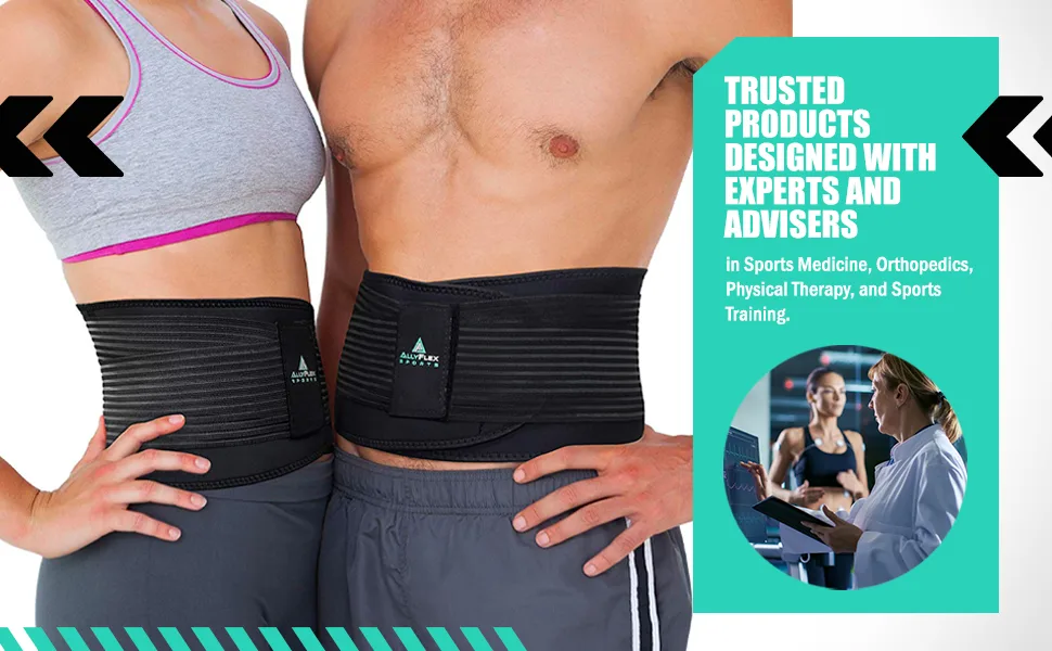 AllyFlex Sports - Back Brace Lumbar Support Belt for Women and Men - High-Tech Cooling Technology Orthopedic 3D Lumbar Pads for Lower Back Pain Relief (Medium) - back posture corrector women,lumbar support belt,faja para hombre de trabajo