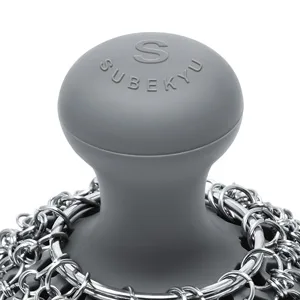 SUBEKYU Cast Iron Chainmail Scrubber, Stainless Steel Skillet Cleaner +Scraper Tool for Cast Iron Pans, Grey+Black - product information 20