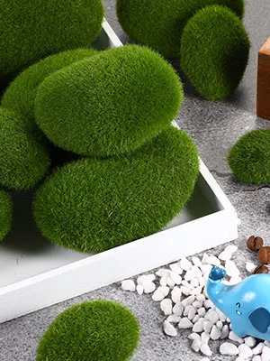 TecUnite 20 Pieces Artificial Moss Rocks Decorative Faux Green Moss Covered Stones (5 Size) - product information 2