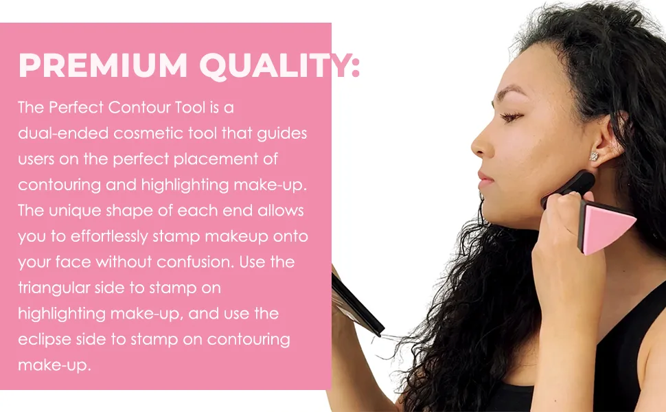 Perfect Contour Tool | Contouring & Highlighting Make-up Stamp | Contour Applicator | Use with Powder, Liquid, and Cream Make-up | Learn How to Contour and Highlight - Easy contouring and highlighting for beginners