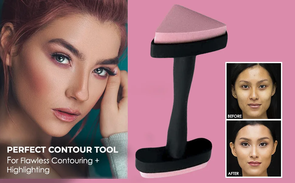Perfect Contour Tool | Contouring & Highlighting Make-up Stamp | Contour Applicator | Use with Powder, Liquid, and Cream Make-up | Learn How to Contour and Highlight - Flawless Contouring and Highlighting for Beginners