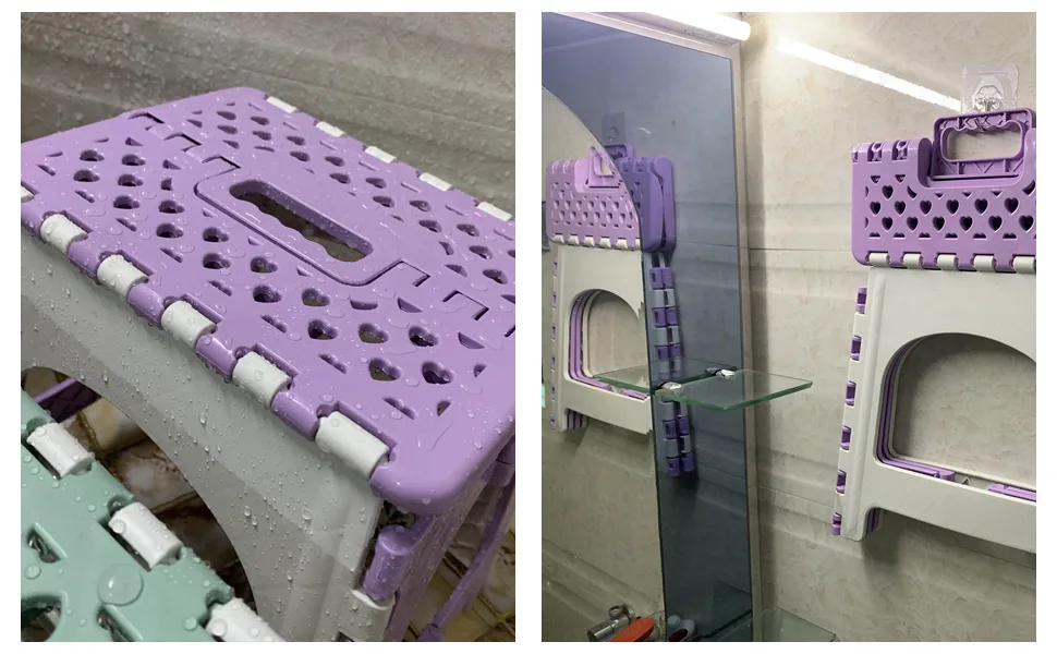 Shower Foot Rest, TRANOMOS Shower Stool for Shaving Legs, Folding Plastic Shower Step Stool for Inside Shower, Waterproof Pedicure Stand Foot Rest for Corner, Purple - product information 7
