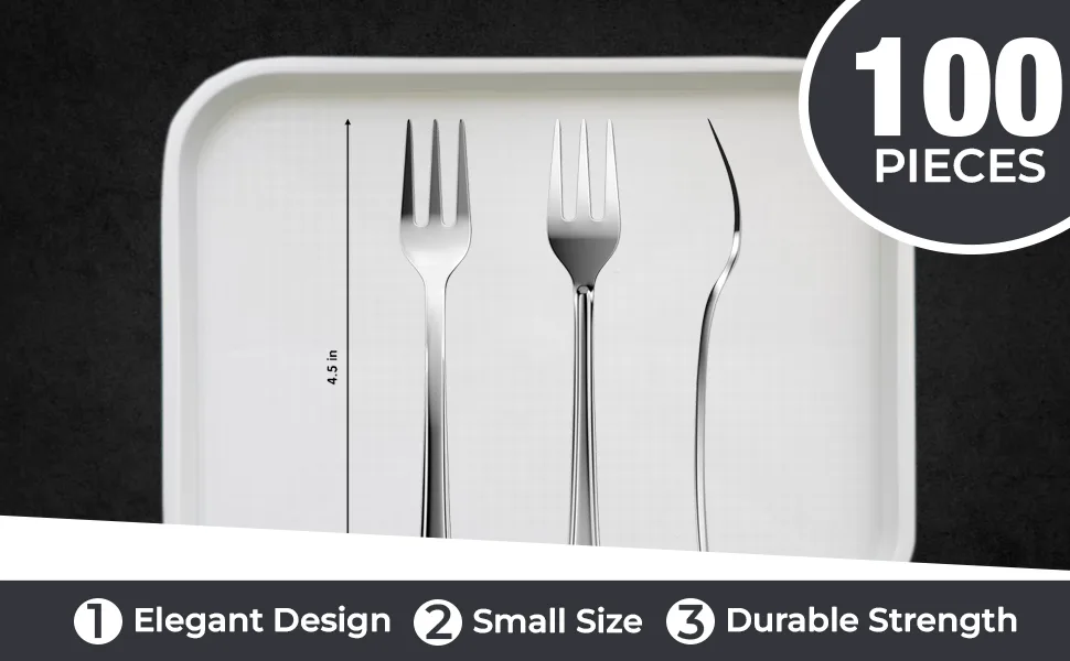 Exquisite Plastic Mini Forks 100CT Premium Quality Silverware Silver Look Alike Heavy Duty Plastic Tasting Dessert Forks - 100pcsfork
