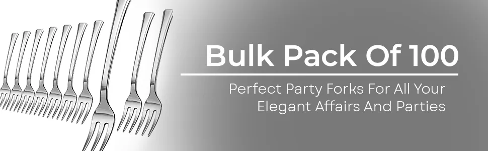 Exquisite Plastic Mini Forks 100CT Premium Quality Silverware Silver Look Alike Heavy Duty Plastic Tasting Dessert Forks - bulk100