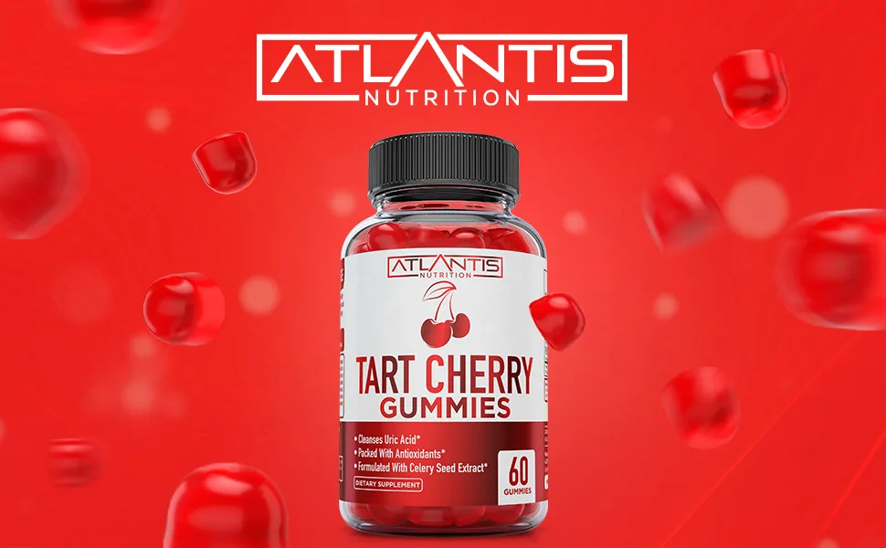 Tart Cherry Gummies with Celery Seed Extract - Advanced Uric Acid Cleanse for Immediate Gout Relief. Powerful Antioxidant with Joint Support - 60 Gummies - tart cherry extract capsules tart cherry tart cherry gummies tart cherry extract