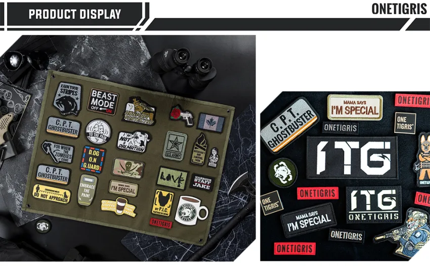 OneTigris Tactical Military Patch Holder Board Hook & Loop Patch Panel (Black - Large 42"x27") - Tactical Patchs Display Board Foldable Military Patch Holder Panel