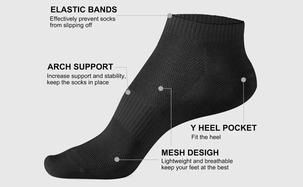 Cozi Foot 10 Pairs Women Ankle Socks Athletic Soft Low Cut Socks 5-8 C03-black/White/Gray - black