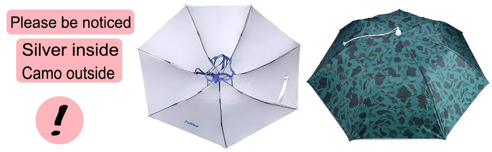Luwint 36'' Diameter Elastic Fishing Gardening Folding Umbrella Hat Headwear Camo, Rubber Headband - product information 2