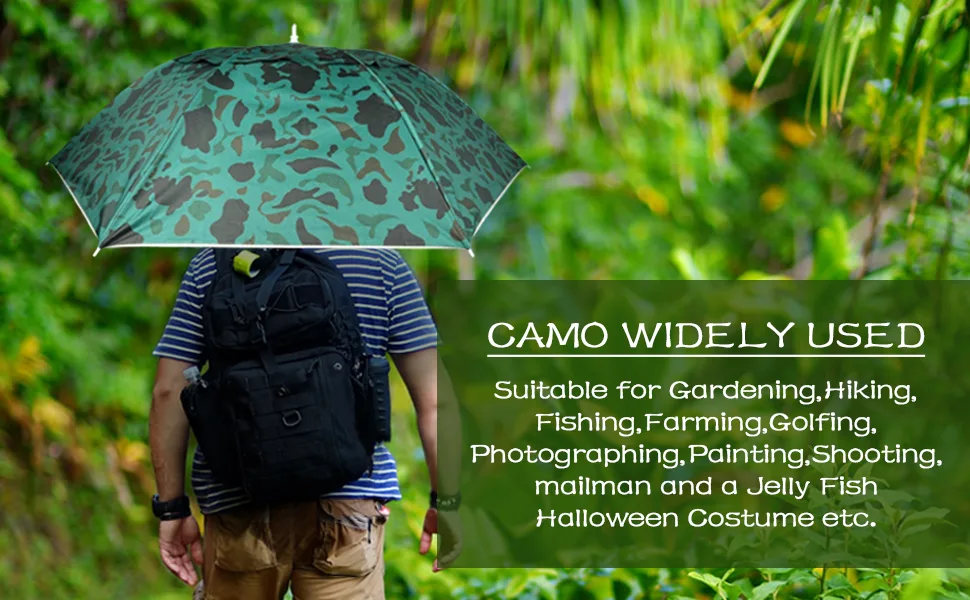 Luwint 36'' Diameter Elastic Fishing Gardening Folding Umbrella Hat Headwear Camo, Rubber Headband - product information 7