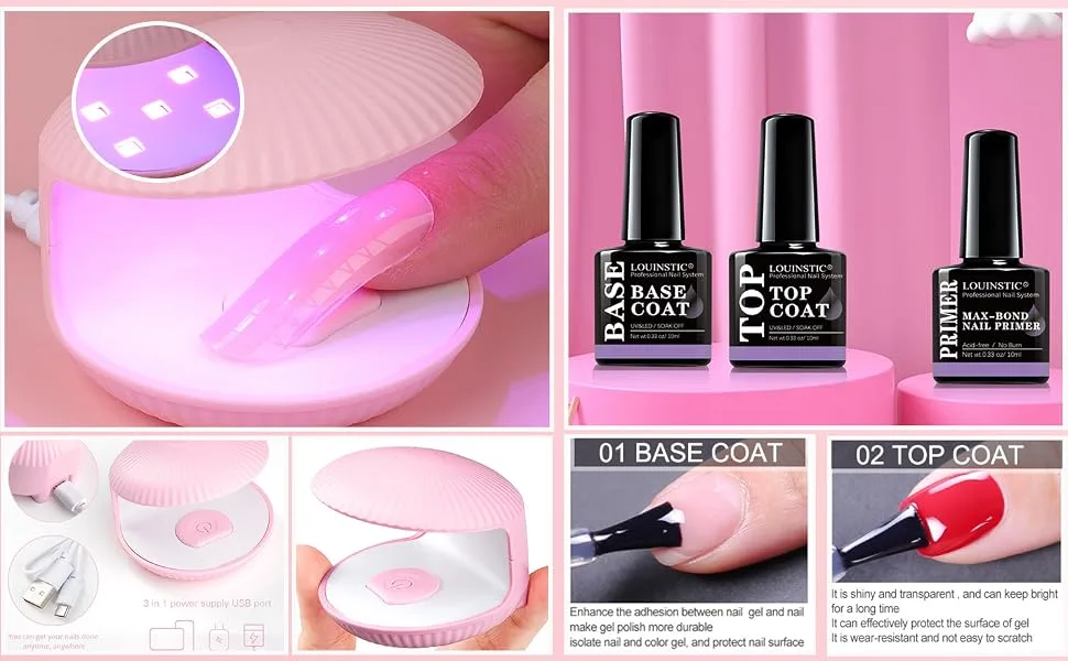LOUINSTIC Builder Nail Gel for Nails - Solid Builder Nail Gel 3 Colors, Non-Sticky Hands for 3D Sculpture Modeling Nail Extension (0.7oz/20g) - Solid Builder Gel for Nails Feature Showcase