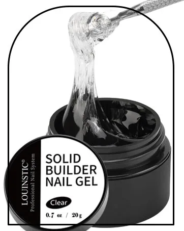 LOUINSTIC Builder Nail Gel for Nails - Solid Builder Nail Gel 3 Colors, Non-Sticky Hands for 3D Sculpture Modeling Nail Extension (0.7oz/20g) - Solid Sculpture Gel Clear