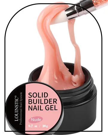 LOUINSTIC Builder Nail Gel for Nails - Solid Builder Nail Gel 3 Colors, Non-Sticky Hands for 3D Sculpture Modeling Nail Extension (0.7oz/20g) - Solid Sculpture Gel Nude