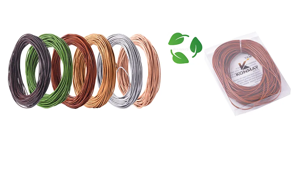 KONMAY 25 Yards Solid Round 2.0mm Rich Brown Genuine/Real Leather Cord Braiding String (2.0mm, Rich Brown) - KONMAY