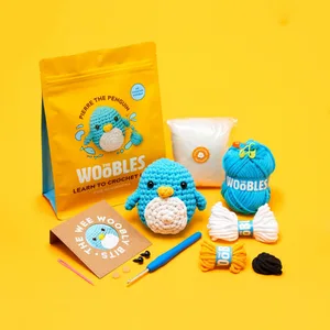 The Woobles Beginners Crochet Kit with Easy Peasy Yarn as seen on Shark Tank - Crochet Kit for Beginners with Step-by-Step Video Tutorials - Pierre The Penguin - pierre the penguin beginner crochet kit