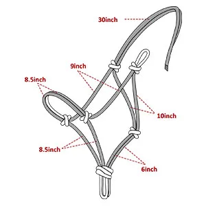 Harrison Howard Super Sturdy Horse Rope Training Halter with 4 Knot 1/4" Stiff Halter Cord Turquoise Yearling - image-9