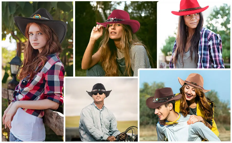 Homiton 5Pcs Cowboy Hat Band Replacement Handmade Ethnic Western Hat Belts for Straw Felt Fedora Panama Hats Hatband 05 - hat band