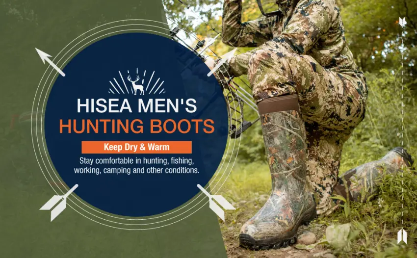 HISEA Apollo Basic Hunting Boots for Men Waterproof Insulated Rubber Boots Rain Boots Neoprene Mens Boots 11 Black - hisea hunting boots rain boots men