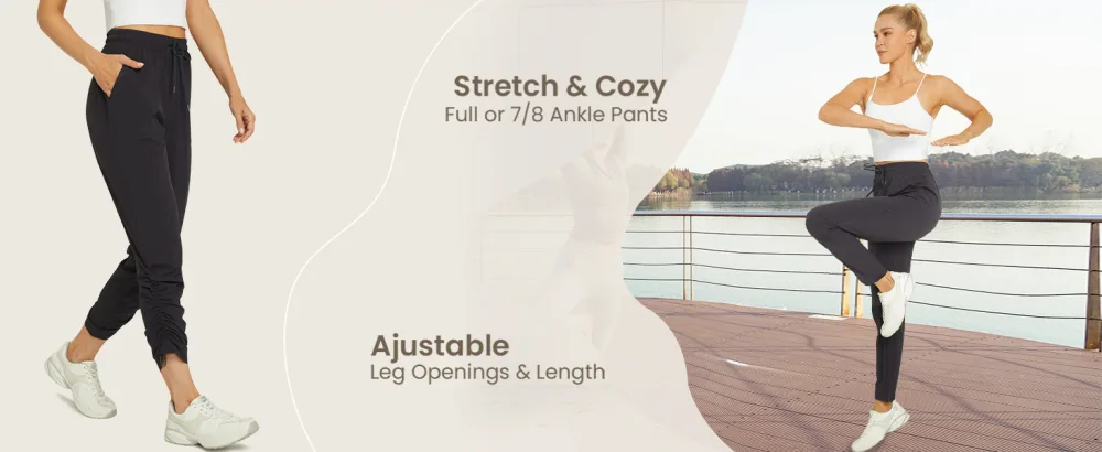 G4Free Athletic Pants for Women Lightweight Studio Joggers Pants with Pockets for Golf Travel Running Casual Work Deep Grey Large - drawstring pants