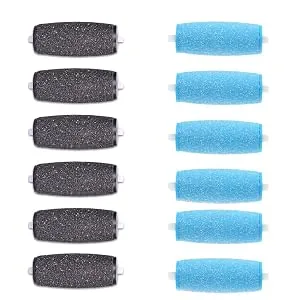 6 Extra Coarse & 6 Regular Coarse Replacement Roller Refill Heads Compatible with AM0PE Refills Electronic Perfect Foot File with Diamond Crystals Black+blue - Extra Coarse Replacement Rollers
