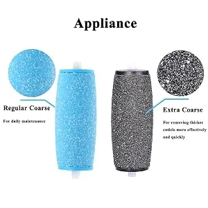 6 Extra Coarse & 6 Regular Coarse Replacement Roller Refill Heads Compatible with AM0PE Refills Electronic Perfect Foot File with Diamond Crystals Black+blue - product information 3