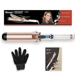 Hoson 2 Inch Curling Iron Large Barrel, Long Barrel Curling Wand Dual Voltage, Ceramic Tourmaline Coating with LCD Display, Glove Include 2 inches - curling iron
