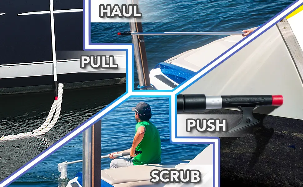 WindRider Telescoping Boat Hook | Floating | Double Grip | Super Strong Hook | Threaded End for Accessories | 8 or 12ft | Push Pole Multipurpose 3.5-8ft - dsfsdfsdfsda