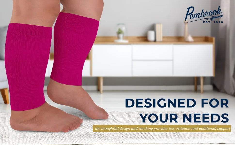 Pembrook Plus Size Compression Sleeves for Legs Women and Men 20-30mmHg - Bariatric Compression Sleeves | Extra Wide 4X-Large Black - calf compression for women, compression calf men, mens compression calf sleeve