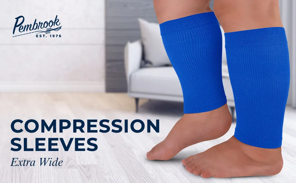 Pembrook Plus Size Compression Sleeves for Legs Women and Men 20-30mmHg - Bariatric Compression Sleeves | Extra Wide 4X-Large Black - compression calf sleeve women, compression women plus size, compression women calf sleeves