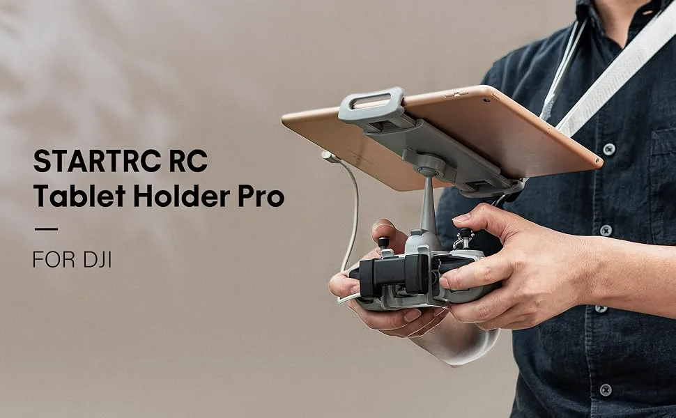 STARTRC Drone Tablet Holder for DJI Mini 2 SE/Mini 3 Pro/Mavic Air 2/DJI Mini 2/Mavic 3 Remote Controller Accessories, 4-11 inch Smartphone Ipad Tablet Mount with Lanyard,Cable - STARTRC Tablet Mount for DJI MINI 2
