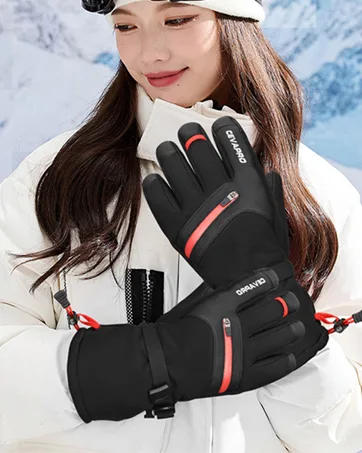Cevapro -40 Winter Gloves Waterproof Ski Gloves 3M Insulated Snowboard Gloves Black Large - ski Gloves