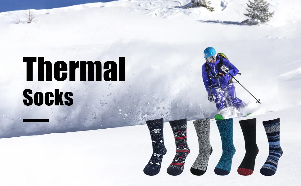 Thermal Socks for Men, Thick Warm Cold Weather Heated Socks for Winter B-concrete Grey (2 Pairs) - product information 1