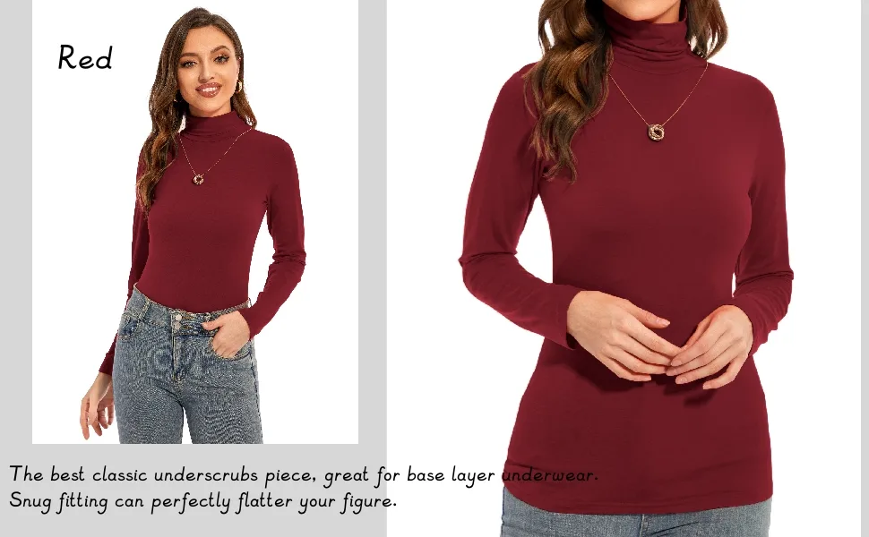 YepClick Womens Long Sleeve Turtleneck T-Shirts Casual Lightweight Slim Fit Cozy Base Layer Top Black Medium - product information 14
