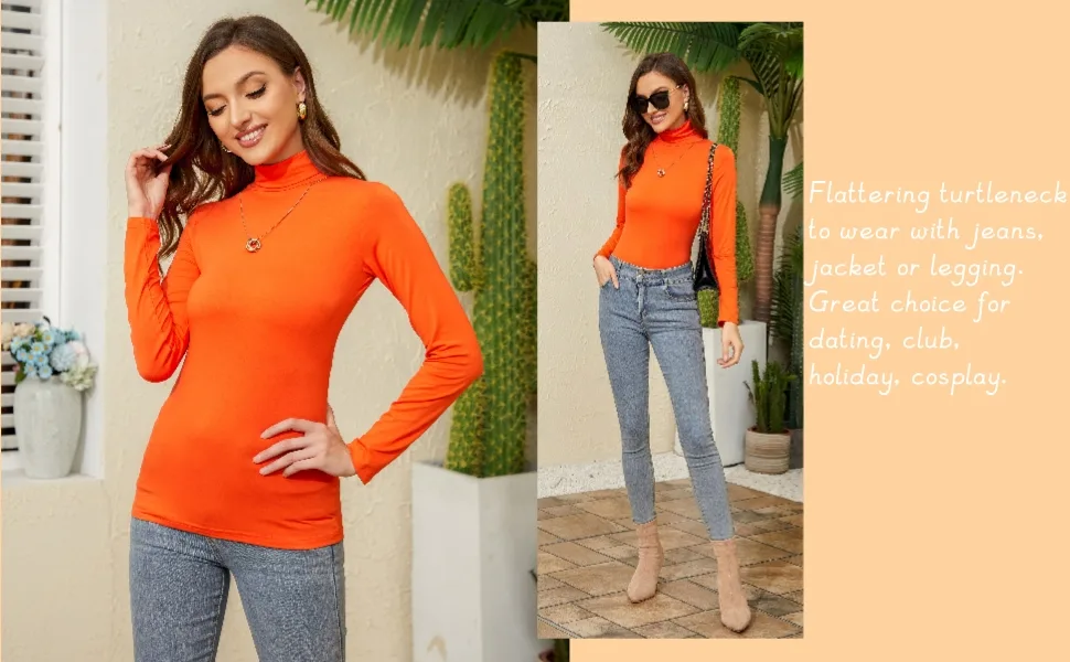 YepClick Womens Long Sleeve Turtleneck T-Shirts Casual Lightweight Slim Fit Cozy Base Layer Top Black Medium - yepclick
