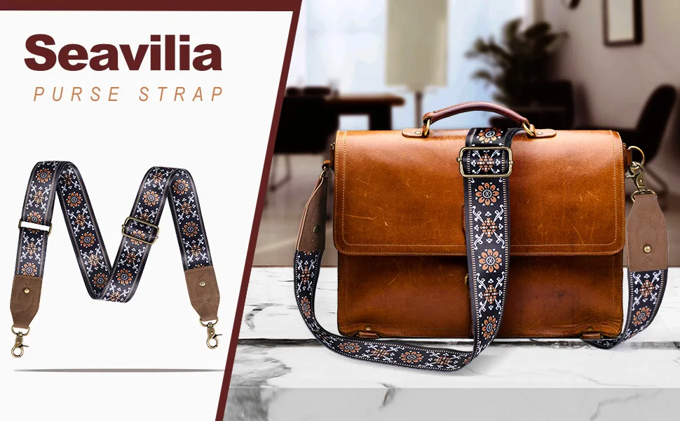 seavilia Purse Strap, Purse Straps Replacement Crossbody,Adjustable Guitar Purse Strap Vintage Multi-Pattern Bag Straps (Vintage Brown Flower) - product information 5