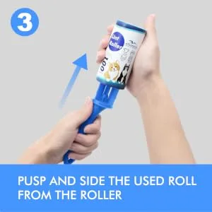 Lint Rollers 400 Sheets Lint Remover for Pet Hair, Couch, Clothes Furniture, and Carpet - Push up and side the used roll from roller