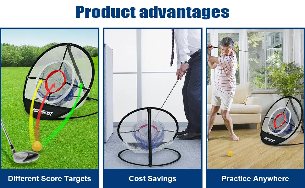Golf Practice Chipping Net with Golf Hitting Mat, Pop Up Golf Nets Portable Chipping Net Golf Target Wooden Tees Rubber Tee Holder Golf Balls Fixed Parts for Swing Training Golf Net Black - pop up golf nets for backyard