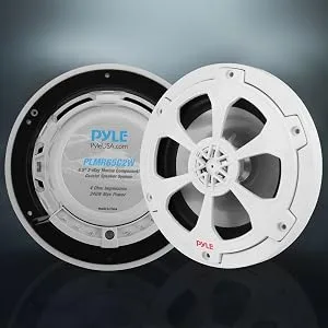 Pyle 6.5" Marine Speakers, 2-Way Coaxial/Component Waterproof Speakers, 240 Watt Butyl Surround Sound and Surface Mount Capability - White Pair - Two;Way;Marine;Speaker;System;One;Pair;6.5;White;Two;Way;Marine;Component;Speaker;240;Watts;