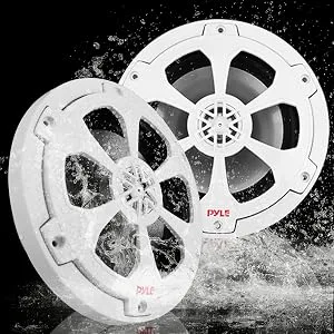 Pyle 6.5" Marine Speakers, 2-Way Coaxial/Component Waterproof Speakers, 240 Watt Butyl Surround Sound and Surface Mount Capability - White Pair - Two;Way;Marine;Speaker;System;One;Pair;6.5;White;Two;Way;Marine;Component;Speaker;240;Watts;