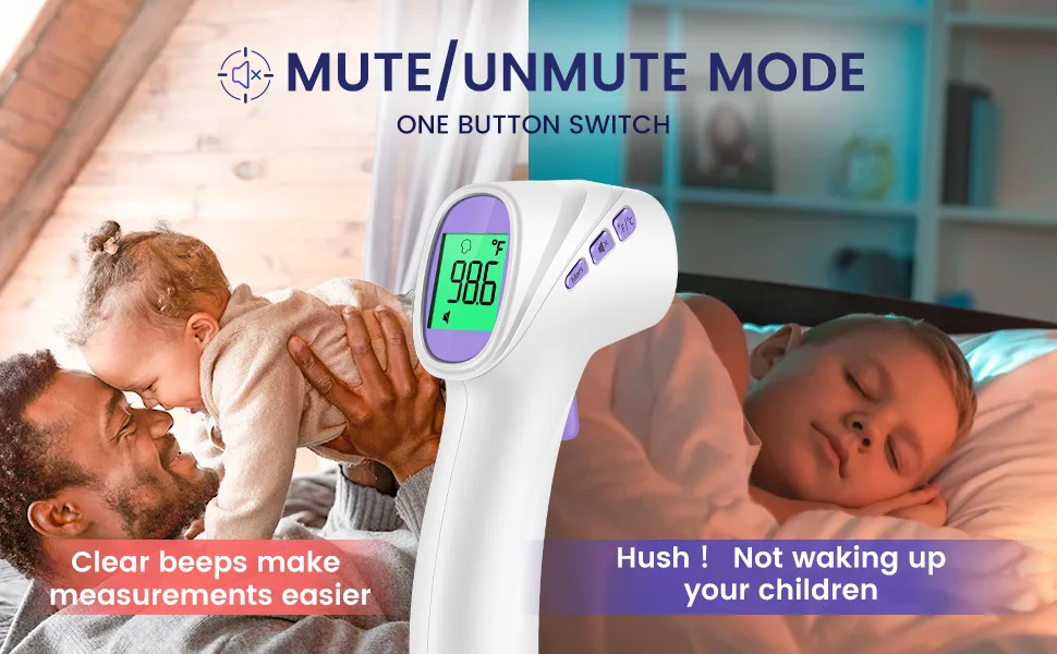 No-Touch Digital Forehead Thermometer, Infrared Thermometer for Adults, Kids & Babies, 1 Second Measurement, Fever Alert and 35 Sets Memory, Purple - thermometer