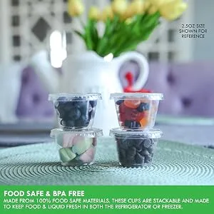 100 Sets 5.5 oz Small Plastic Containers with Lids, Jello Shot Cups with Lids, Disposable Portion Cups, Condiment Containers with Lids, Souffle Cups for Sauce and Dressing 100 5.5 oz. - product information 4