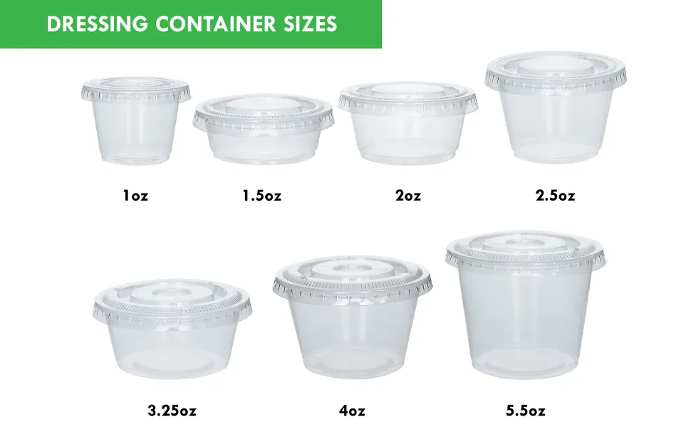 100 Sets 5.5 oz Small Plastic Containers with Lids, Jello Shot Cups with Lids, Disposable Portion Cups, Condiment Containers with Lids, Souffle Cups for Sauce and Dressing 100 5.5 oz. - size