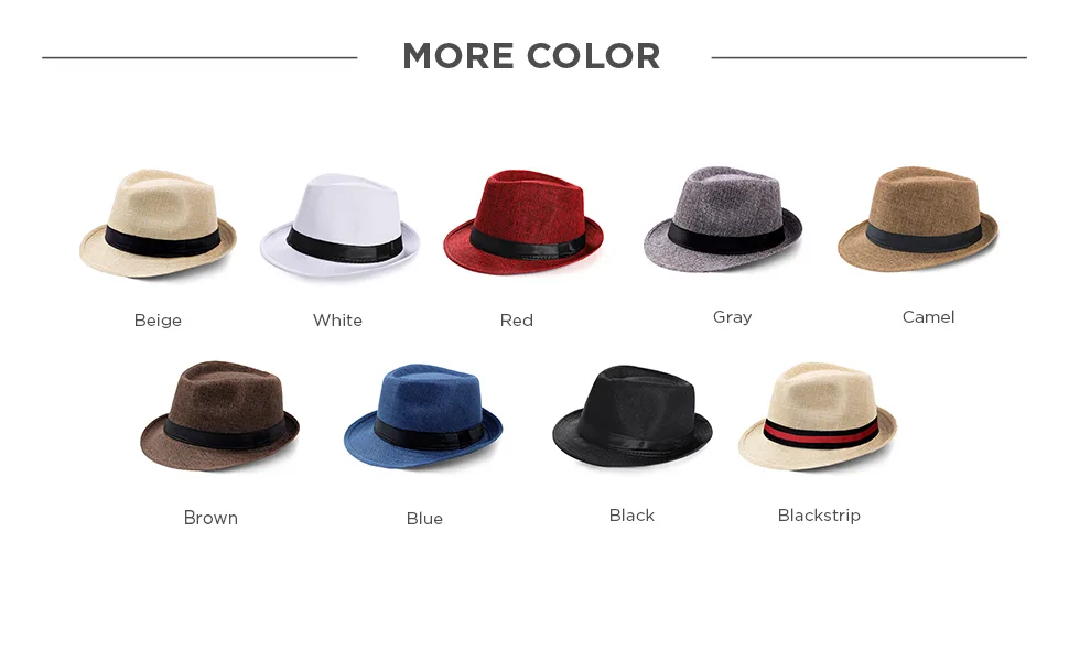 BABEYOND Straw Fedora Hat for Men Panama Trilby Hat Short Brim Summer Sun Hat A-black - product information 20