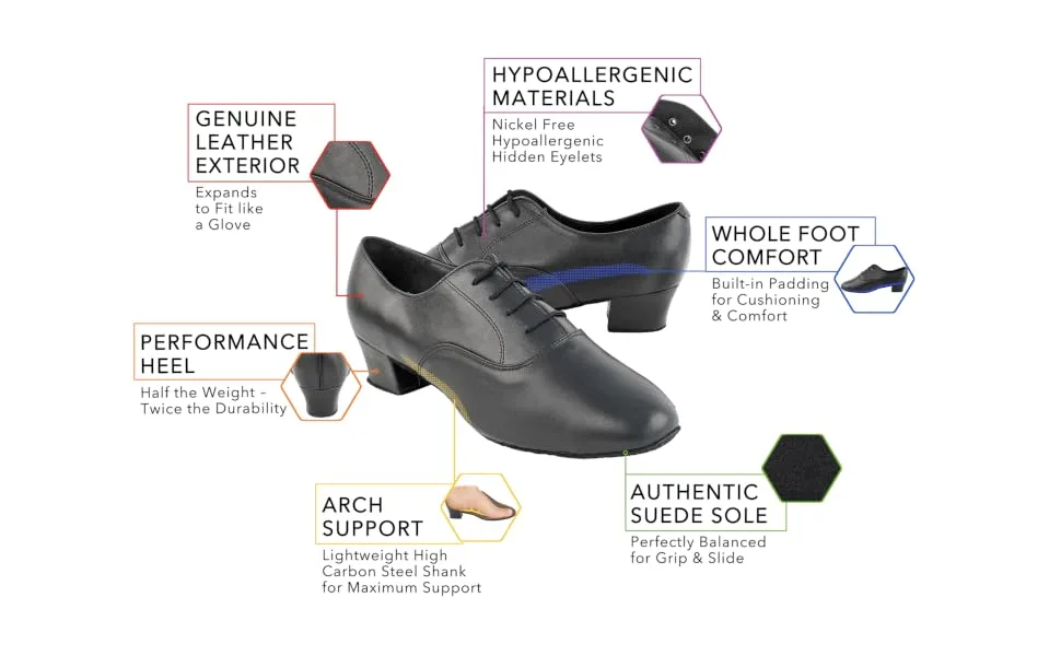 Very Fine Men's Marcus Latin Rhythm Salsa Swing Dance Shoes 11 Black Leather - very fine, dance, dancing, shoes, mens, ballroom, latin, tango, salsa, marcus, 915108