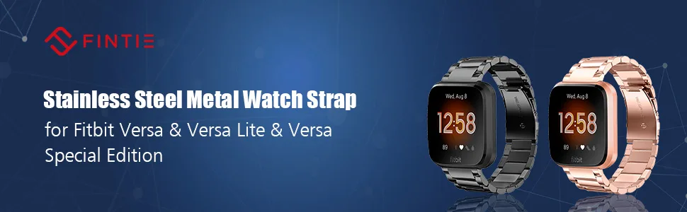 Fintie Metal Band Compatible with Fitbit Versa 2, Versa, Versa Lite Edition, Solid Stainless Steel Strap Replacement Wristband Business Bracelet Compatible with Fitbit Versa Smartwatch Black - fitbit versa 2 versa metal band