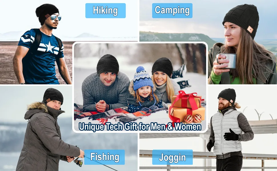 Bluetooth Beanie Hat Wireless Beanie for Men, Unique Tech Gift for Men Him Boyfriends Teens Boys Girls Black - bluetooth beanie