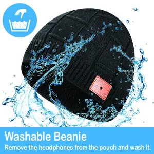Bluetooth Beanie Hat Wireless Beanie for Men, Unique Tech Gift for Men Him Boyfriends Teens Boys Girls Black - Fully Washable