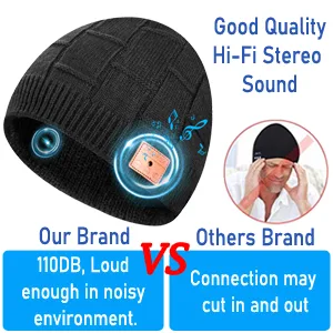 Bluetooth Beanie Hat Wireless Beanie for Men, Unique Tech Gift for Men Him Boyfriends Teens Boys Girls Black - HiFi Sound Quality
